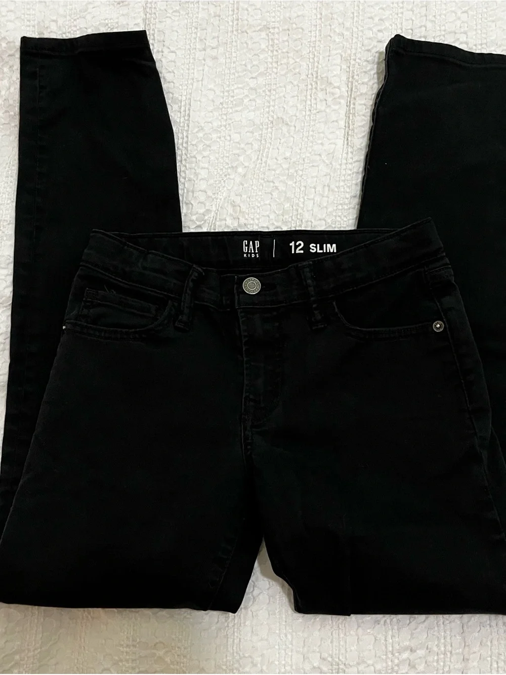 GAP Boys Black Jeans Sz 12 Straight Leg Slim City Back to School